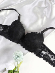 Contrast Lace Push Up Bra Women's Intimates Bra