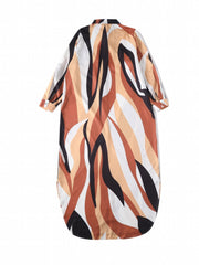 Colorblock Stripe Long Sleeve Shirt Dress