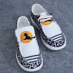 Leopard Print Walking Shoes Lightweight Sport Flat Shoes