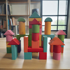 Colorful Wooden Building Blocks for Kids Large Particle Toy