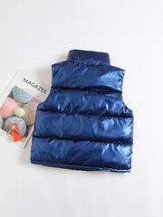 Kids Teens Metallic Heavy Weight Puffer Vest Windproof Padded Sleeveless Gilet
