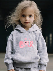 2pcs Bear Print Outfits Girls Hoodies Jogger Pants Set For Girls
