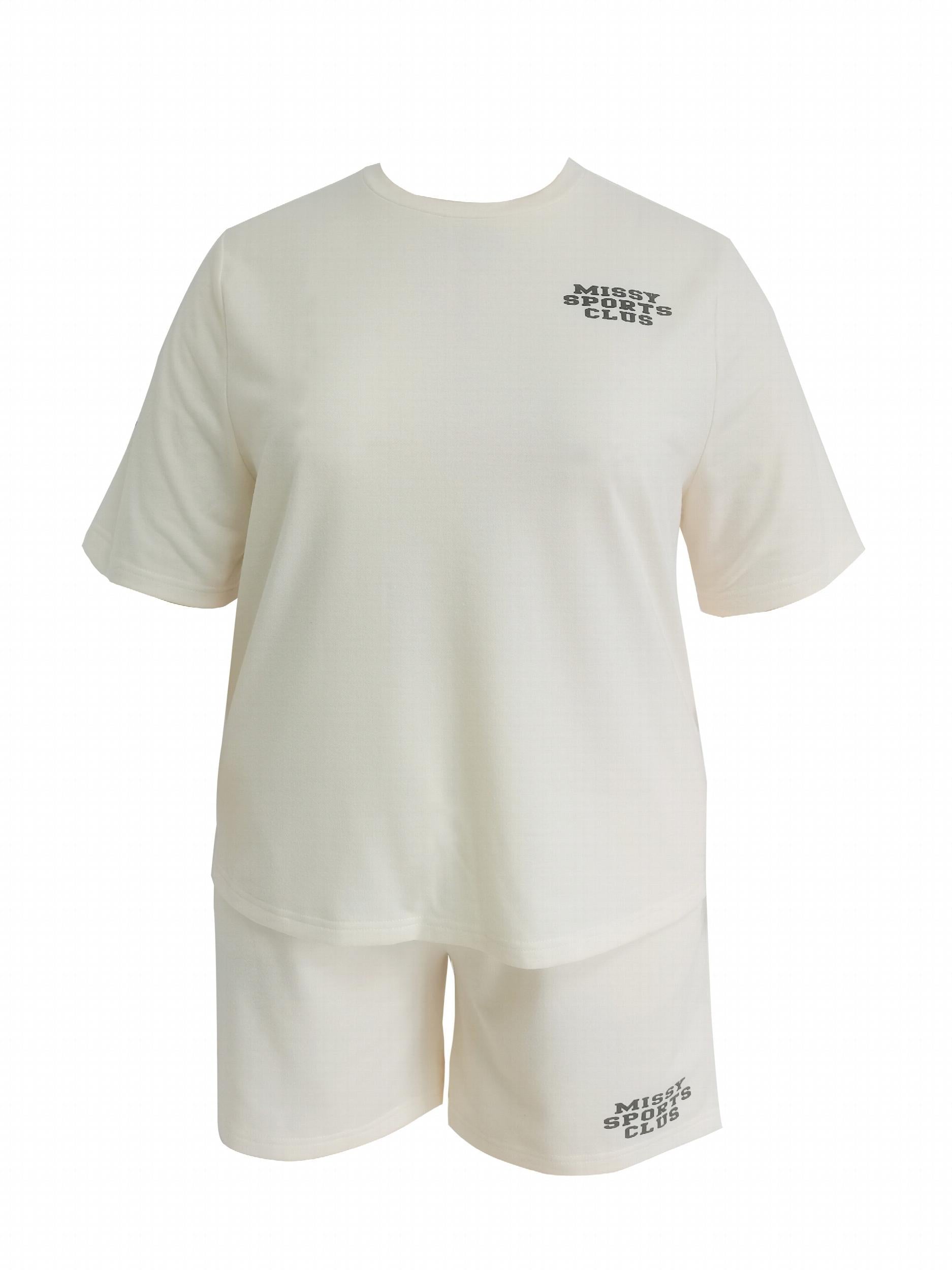 Letter Print Tee & Shorts Set