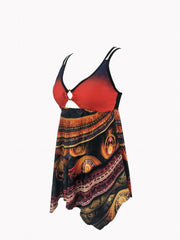 Women's Plus Graphic Print Tank Top Swimsuit Set