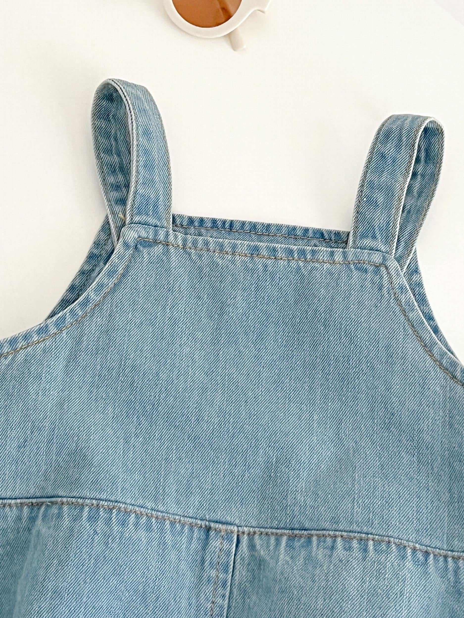 Baby Denim Triangle Bodysuit Hat 2pcs Set Girls Summer Outfit