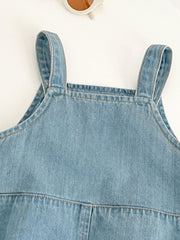 Baby Denim Triangle Bodysuit Hat 2pcs Set Girls Summer Outfit