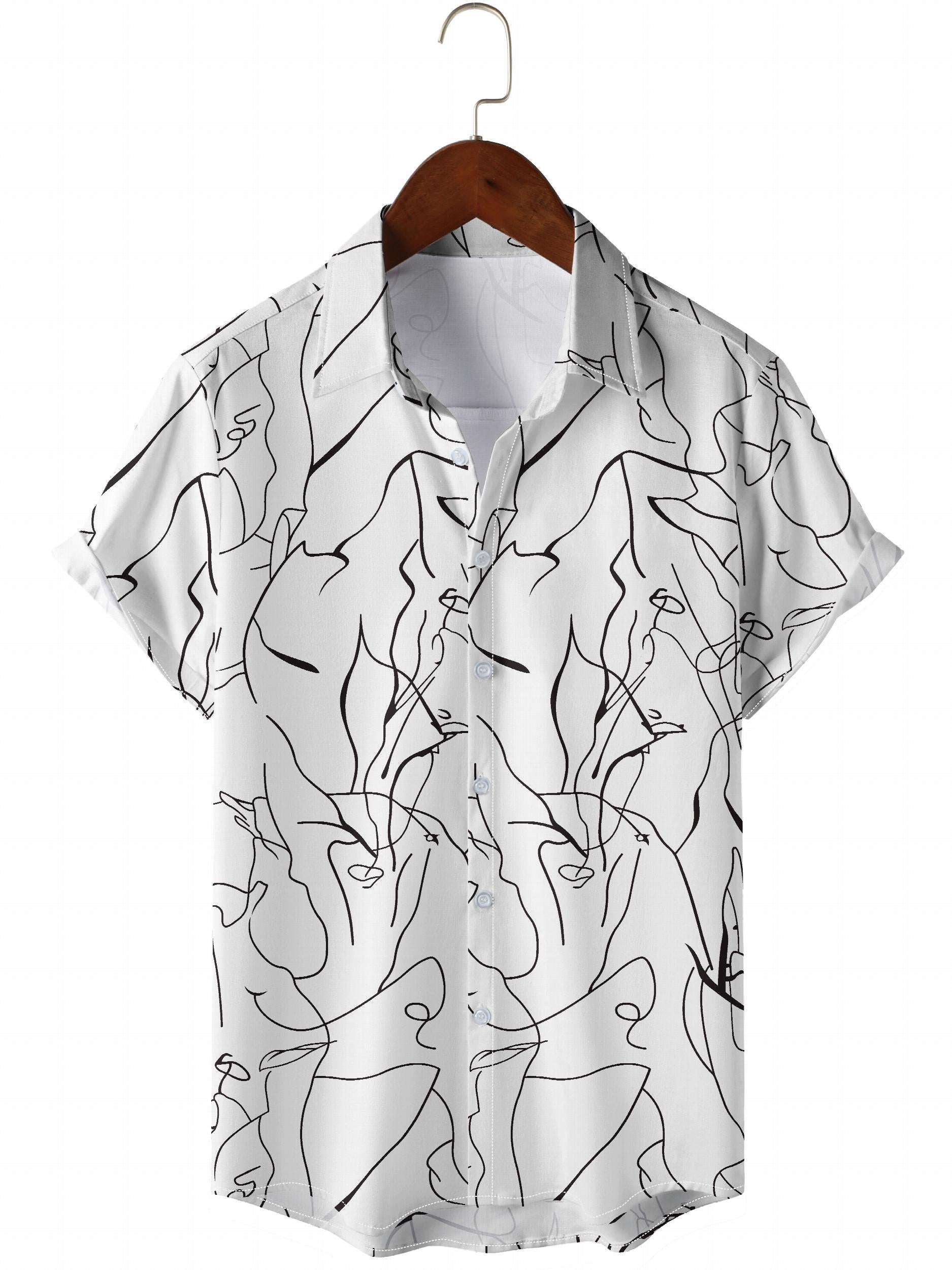 Men's Abstract Pattern Camp Collar Hawaiian Shirt
