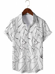 Men's Abstract Pattern Camp Collar Hawaiian Shirt