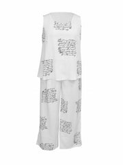 Leaf Print Tank Top & Pants Outfit Set