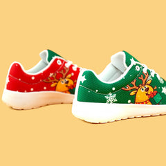 Christmas Cartoon Print Non slip Women's Sneakers