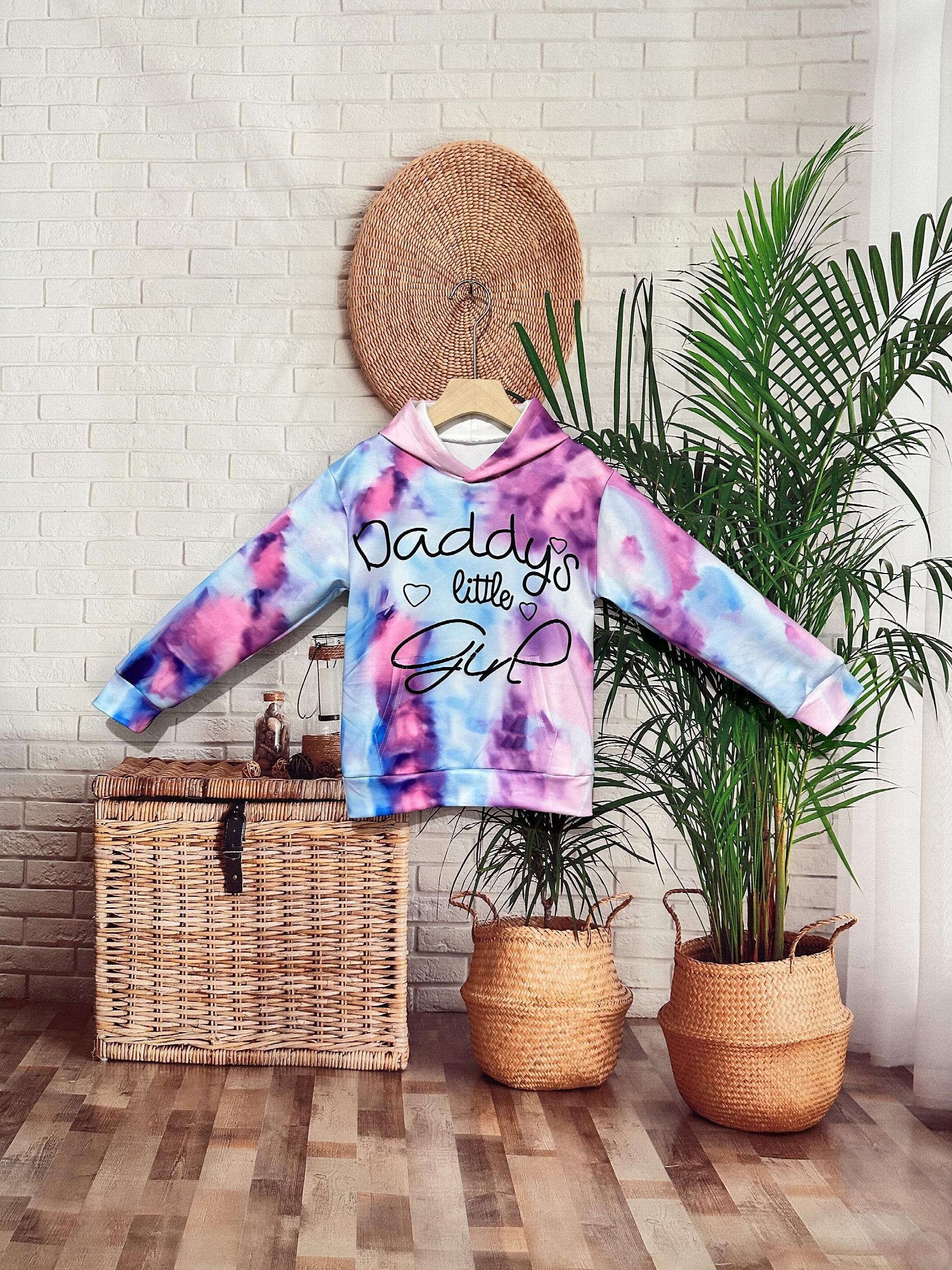 Tie Dye Pattern DADDY'S LITTLE GIRL Hoodies Girls Comfy Hooded Pullover