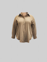 Solid Button Up Long Sleeve Blouse