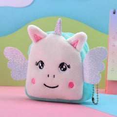 Cartoon Plush Unicorn Coin Purse Mini Zipper Key Earphone Storage Bag