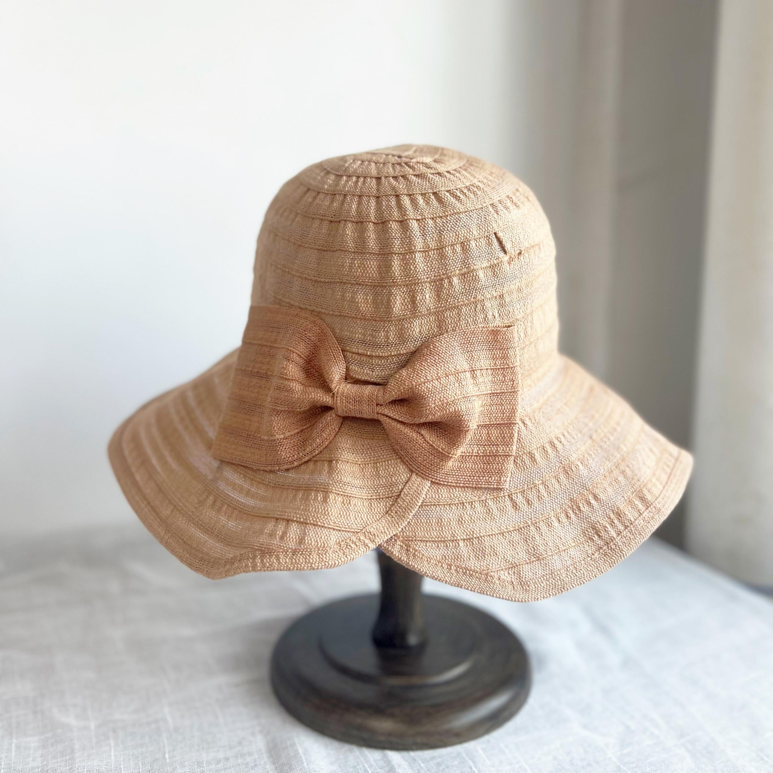 Bowknot Decor Bucket Hat Solid Basin Hat Foldable Sunshade Travel Beach Hats