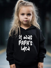 Papa's Idea Pattern Long Sleeve Hooded Sweatshirt Girls Comfy Hoodies