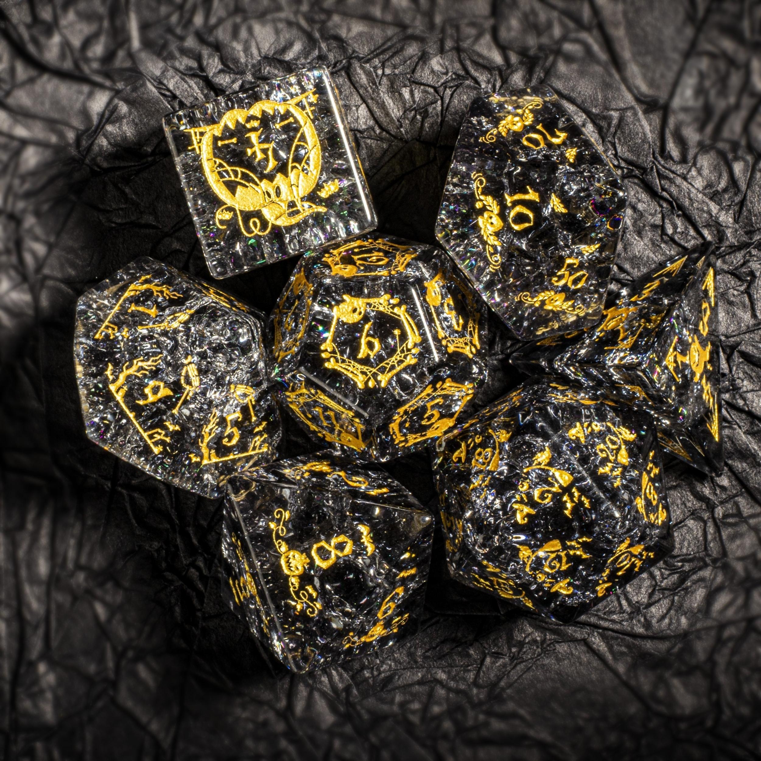7pcs Glass Gemstone Dice Set For TRPG Cthulhu RPG