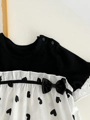 Bow Love Print Casual Dress For Baby Girl