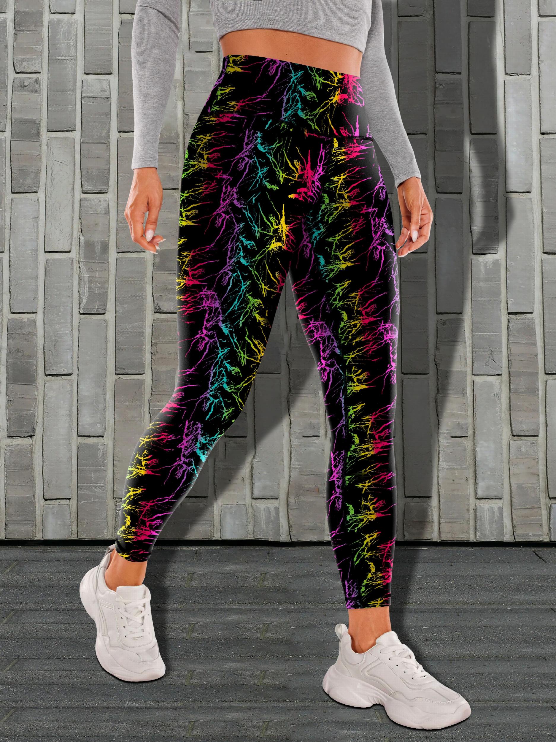 Colorful All Over Print Yoga Pants High Stretch Sports Leggings