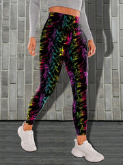 Colorful All Over Print Yoga Pants High Stretch Sports Leggings