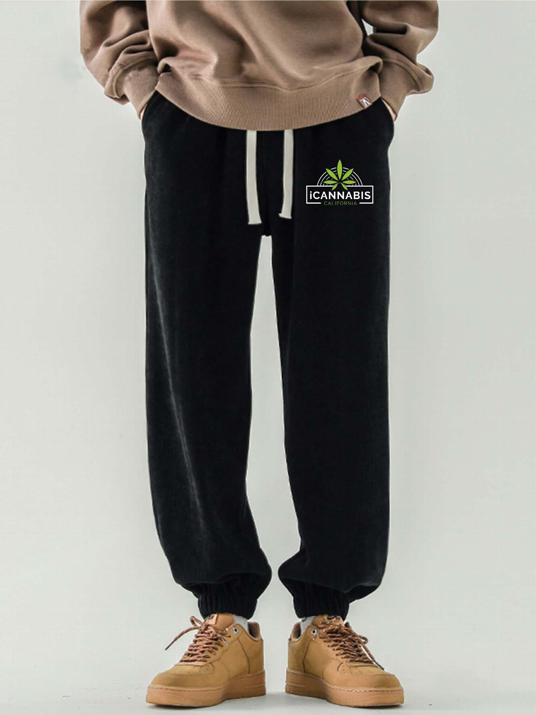 Men's Leaf Bear Graphic Sweatpants Elastic Waist Sport Pants