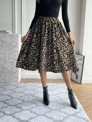 Women's Plus Leopard Print High Rise A-line Skirt