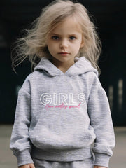 Girls 2pcs Cartoon Pattern Hooded Sweatshirt & Sweatpants Set
