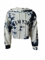 Tie Dye Crop Hoodie Casual Long Sleeve Hoodies Sweatshirt Women's Clothing