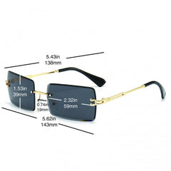 Rimless Gradient Sunglasses UV400 for Beach Travel
