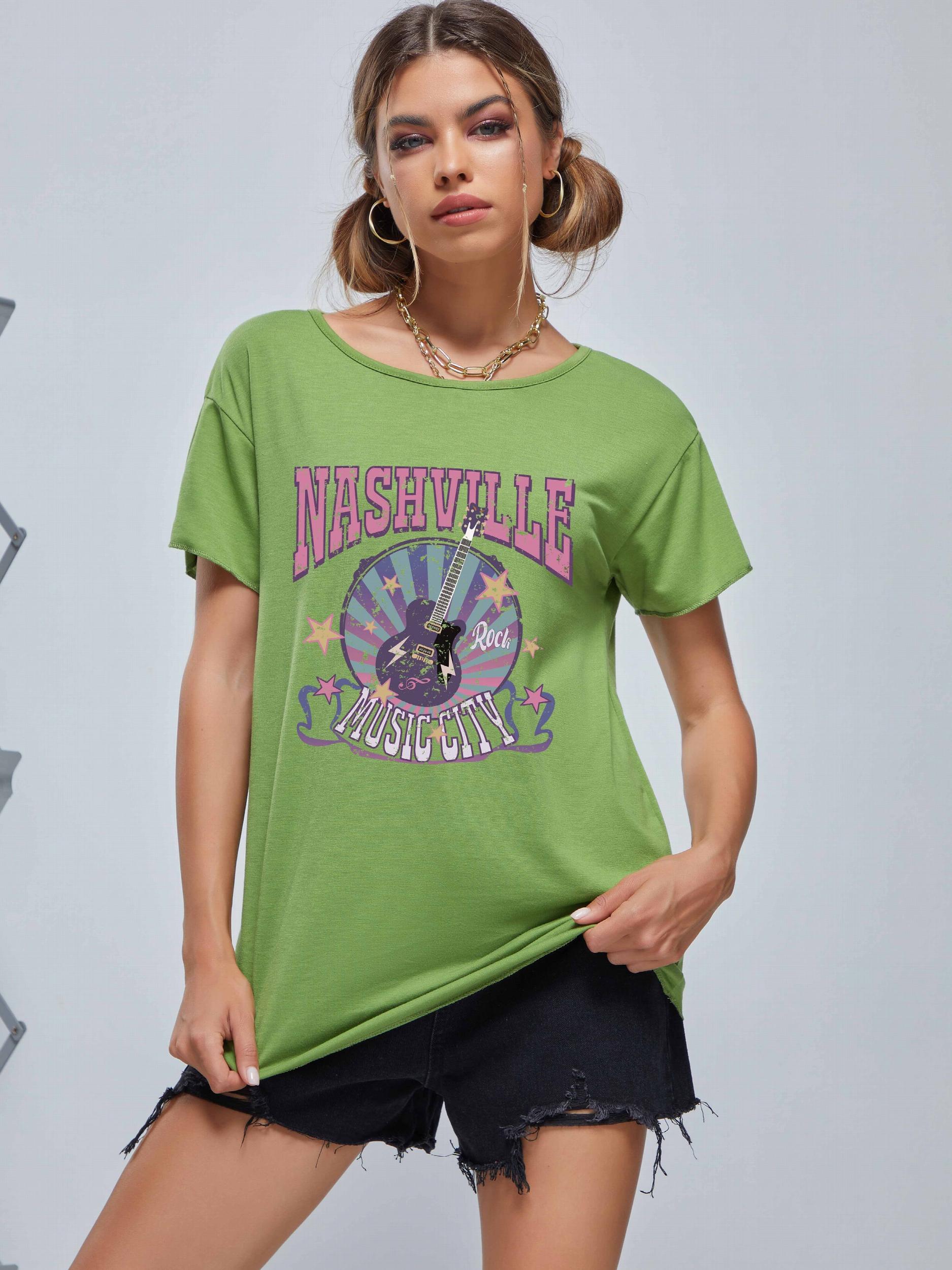 Women's Guitar Music Casual Sports Tee Crew Neck Short Sleeve