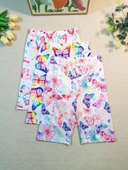 3pcs Girls Colorful Butterfly Soft Legging Cropped Yoga Pants