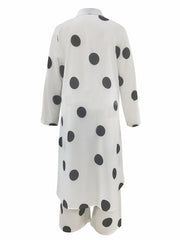 Dot Print Long Sleeve Shirt Top & Wide Leg Pants Set