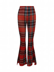 Plaid Stretch Flare Pants Fitness Yoga Bell Bottom Activewear
