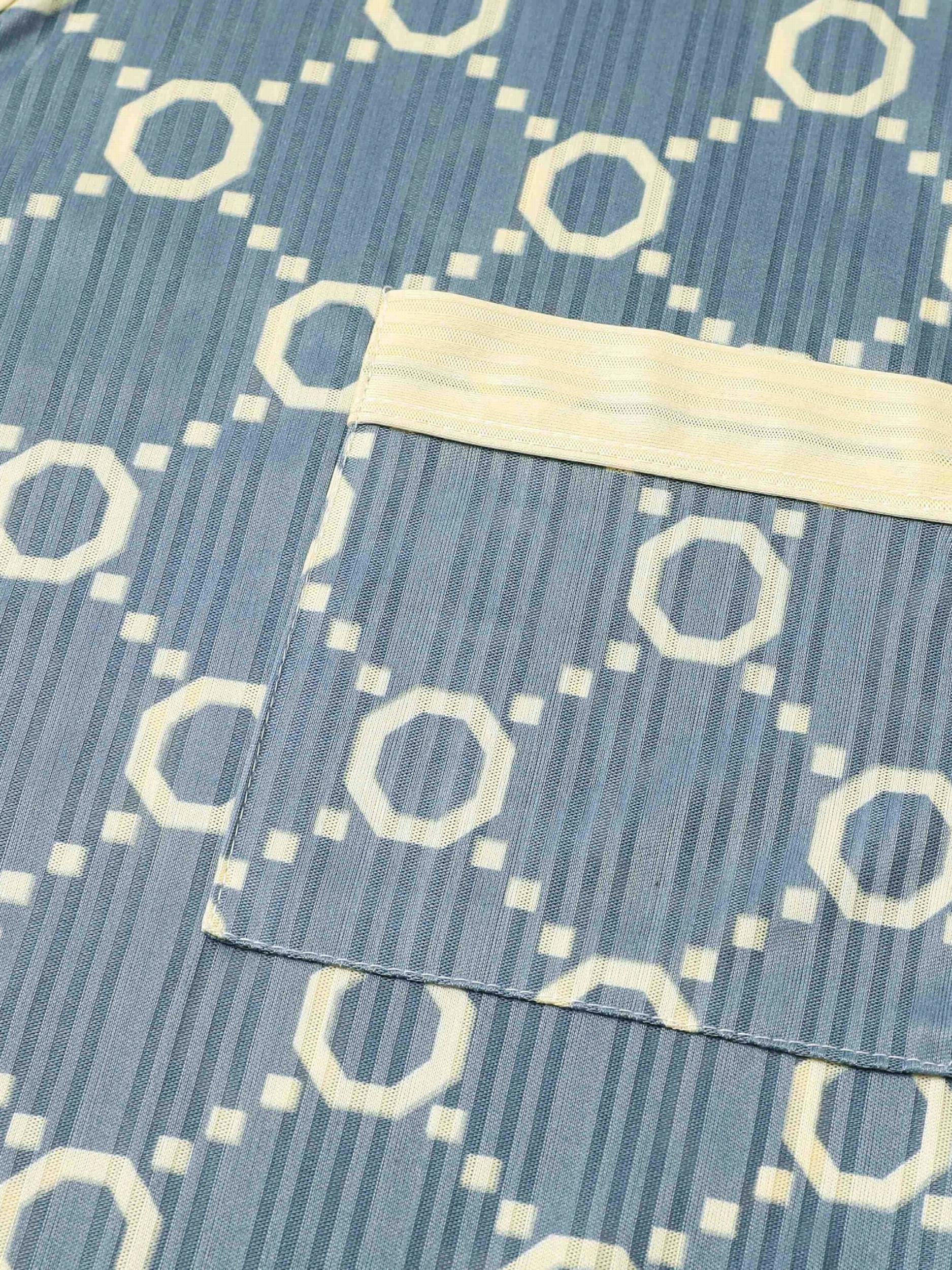 Colorblock Geometric Print Pajama Set