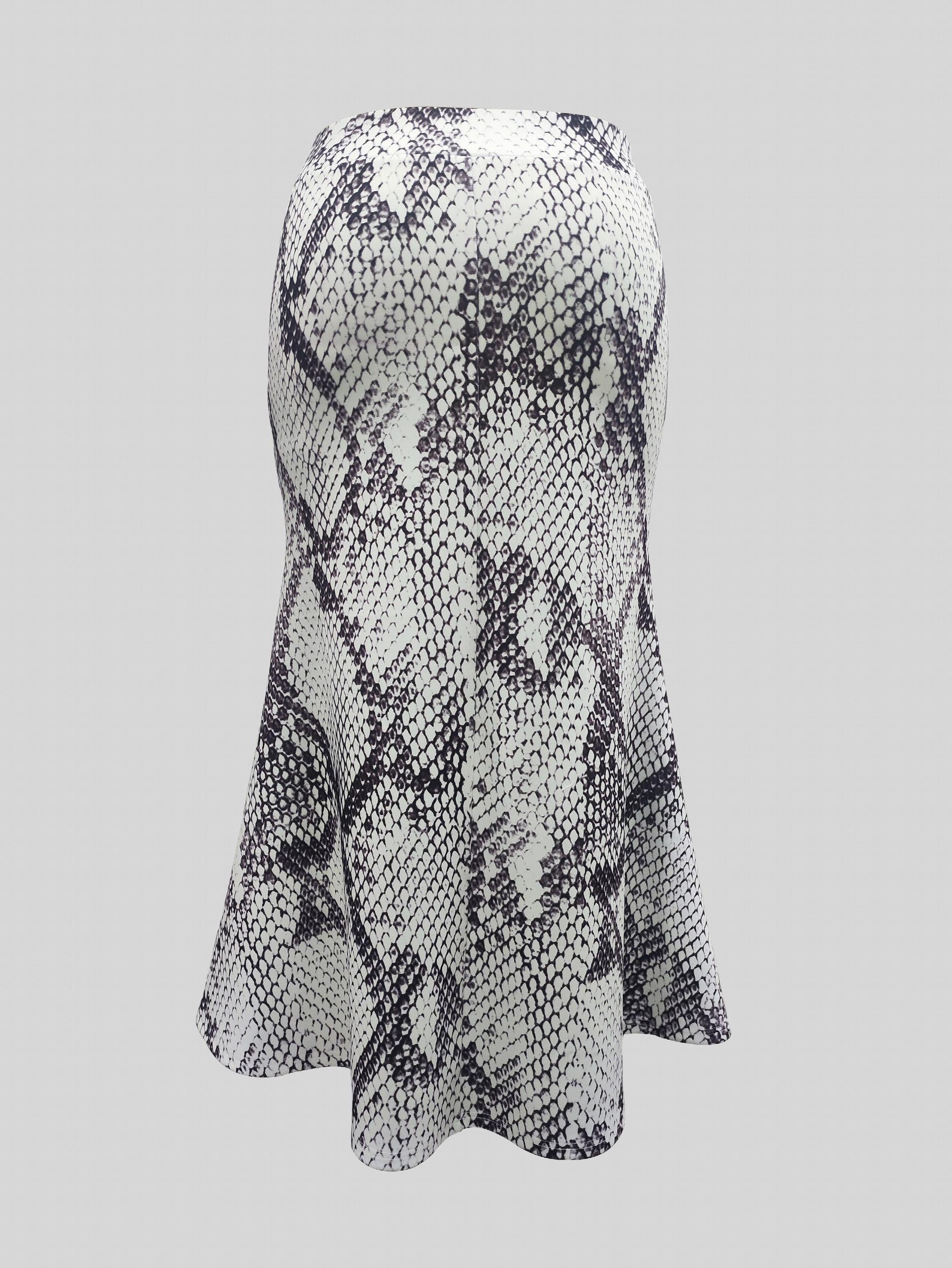 Women's Plus Snake Print High Rise Stretch Maxi Mermaid Skirt