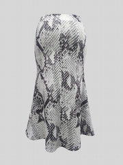 Women's Plus Snake Print High Rise Stretch Maxi Mermaid Skirt