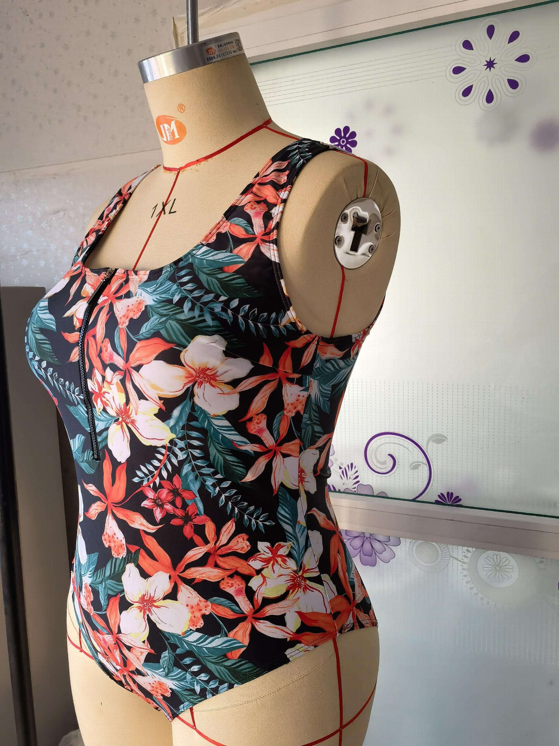 Boho Swimsuit Tropical Print One Piece Bathing Suit