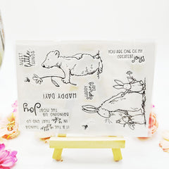 Rabbit Seal Stamp Silicone Transparent DIY Birthday Gift Holiday Card Making