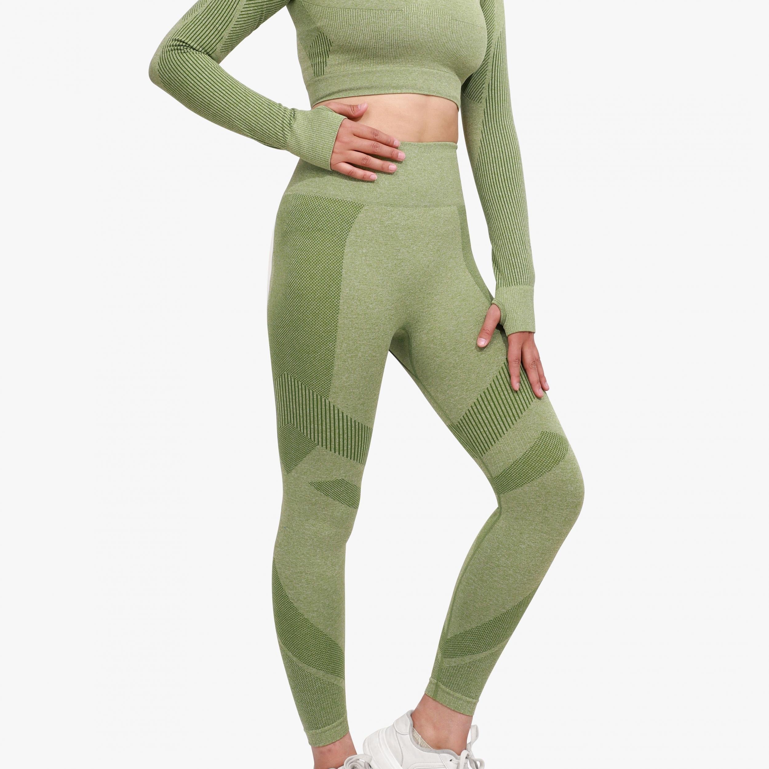 Yoga Workout Set Crop Top & High Waist Leggings Women's Activewear