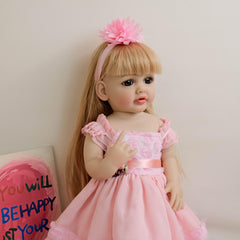 22" Princess Doll Blonde Hair Pink Gown & Accessories