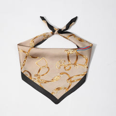 70cm Vintage Chain Print Square Scarf Silk Shawl Women Head Wrap Bandana