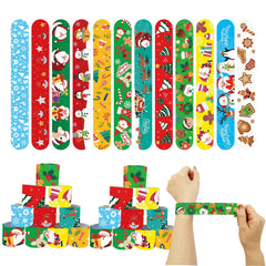 12pcs Christmas Snap Bracelets Santa Snowflake Reindeer Snowman Wristband