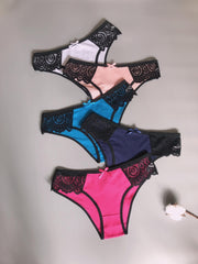 5pcs Lace Briefs Comfy Colorblock Panties Women's Lingerie