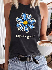 Floral & Letter Print Sleeveless Top