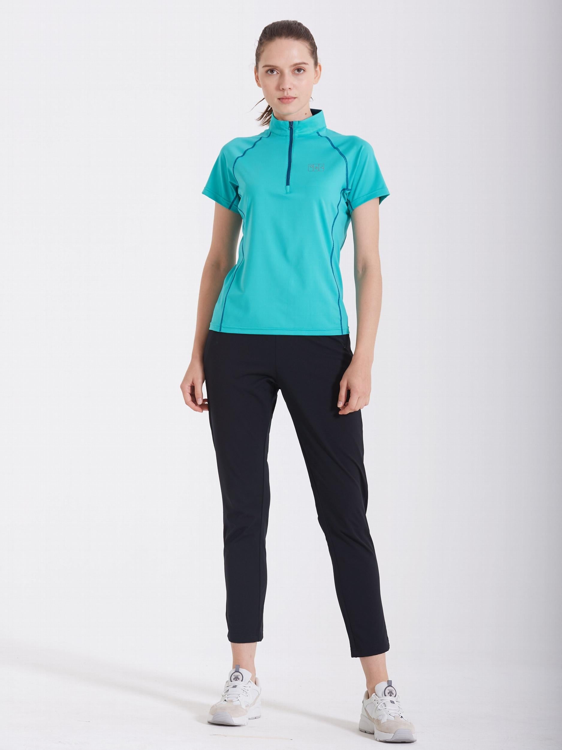 Quick Dry Mock Neck Zip Up Sports Shirt Women's Summer Top