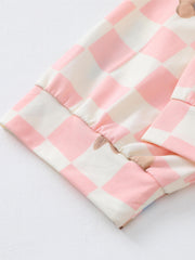 Cartoon Print Pajama Set Long Sleeve Top & Plaid Pants