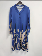 Casual Dress Women's Plus Floral Print Lapel Collar Button Decor Dress