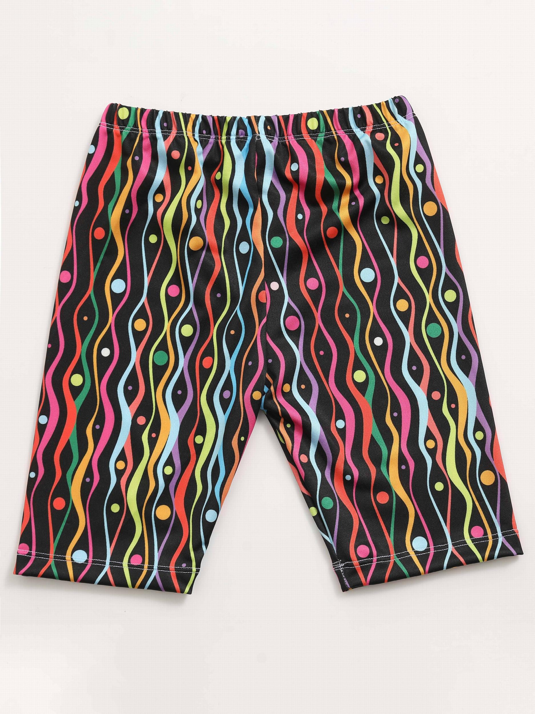 Toddler Girls Wavy Pattern Dance Shorts Breathable Stretchy Safety
