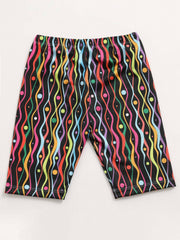 Toddler Girls Wavy Pattern Dance Shorts Breathable Stretchy Safety