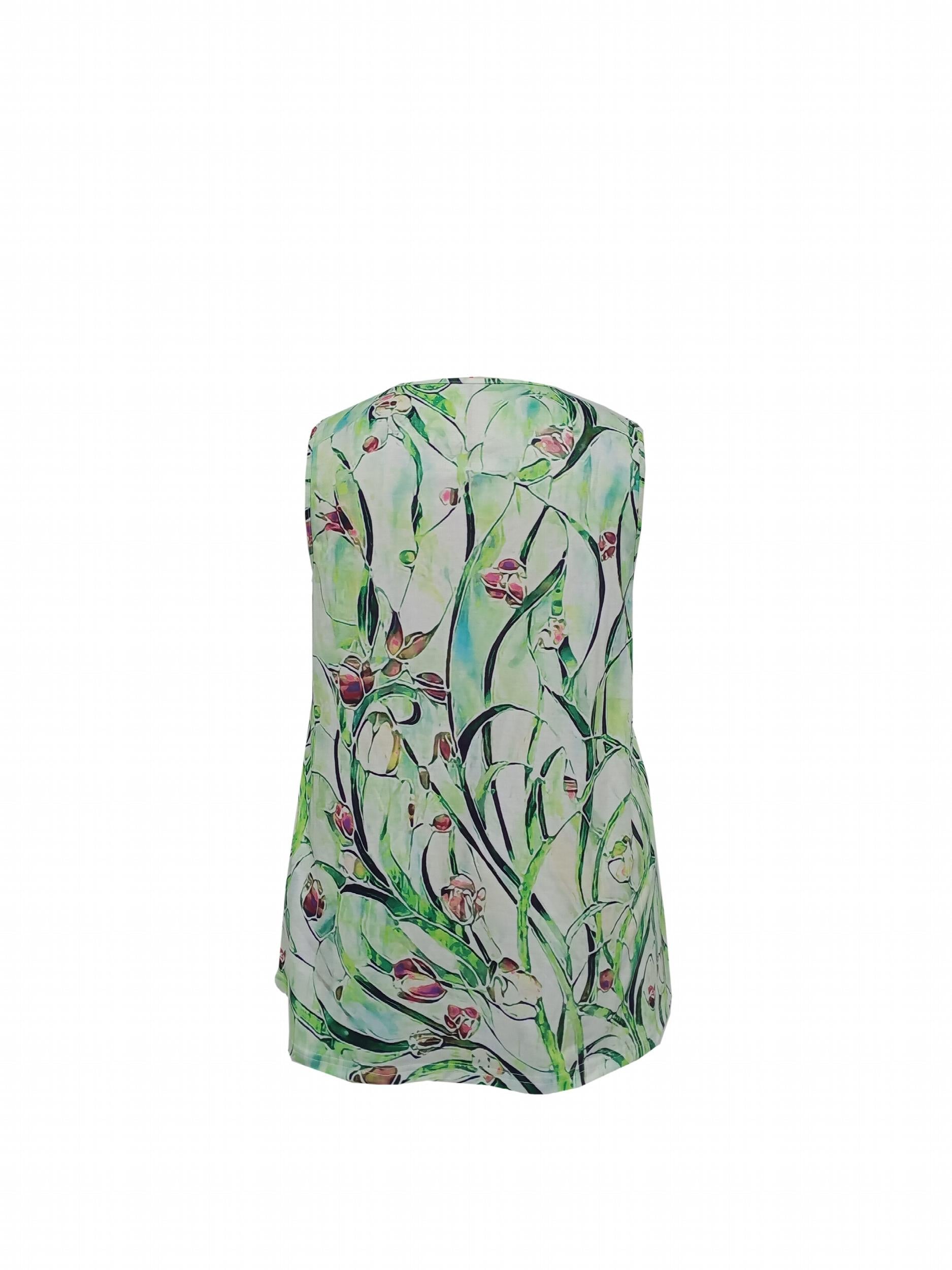 Women's Plus Floral & Leaf Print V Neck Tank Top