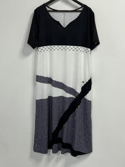 Geometric Print Colorblock Dress with Pockets